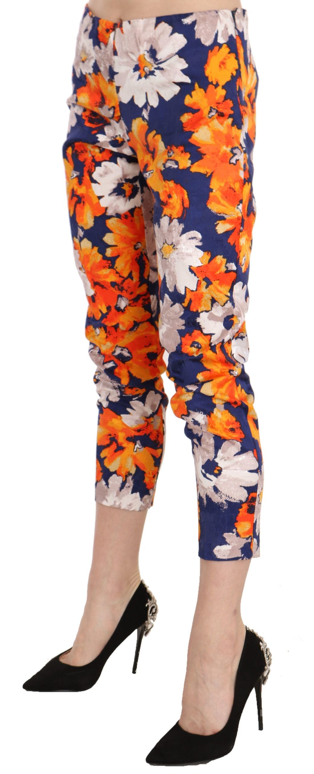 Floral Print Skinny Mid-Waist Pants