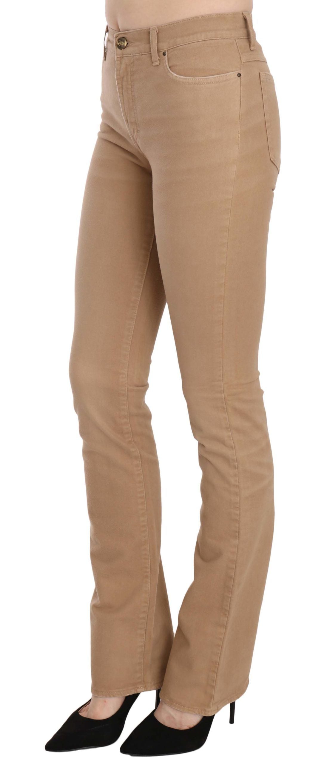 Chic Brown Mid Waist Skinny Trousers