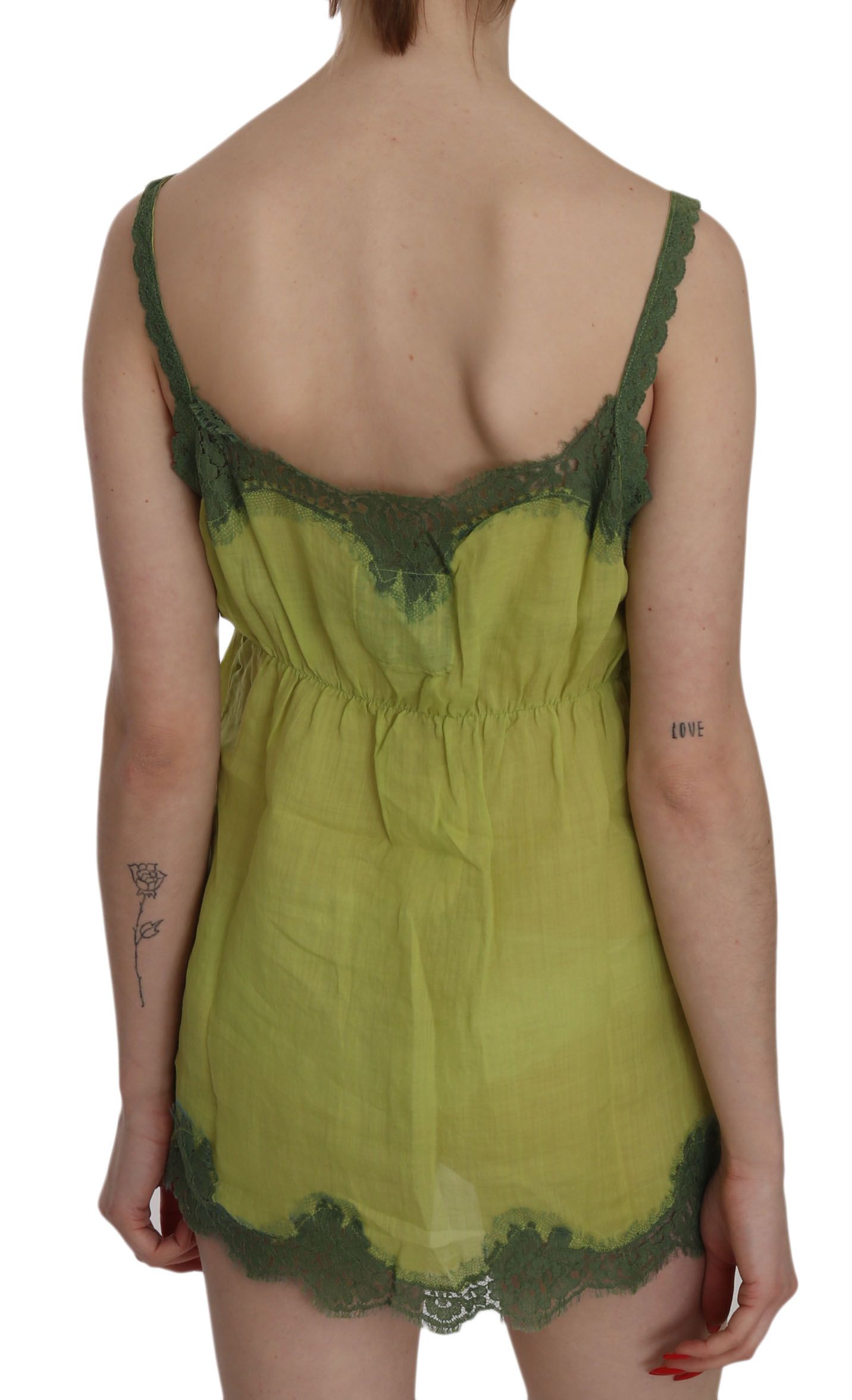 Elegant Green Lace Linen Tank Top