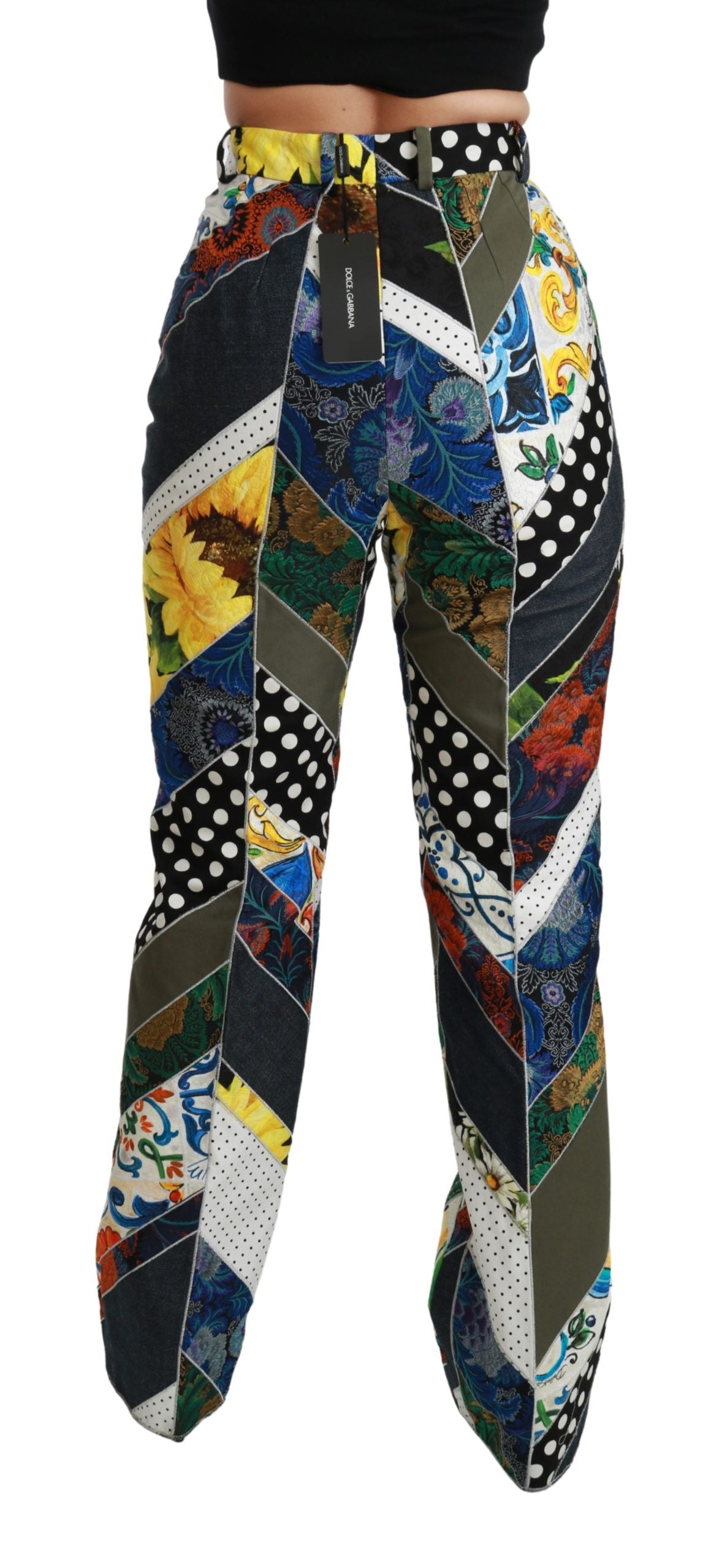 Elegant High Waist Multicolor Straight Pants