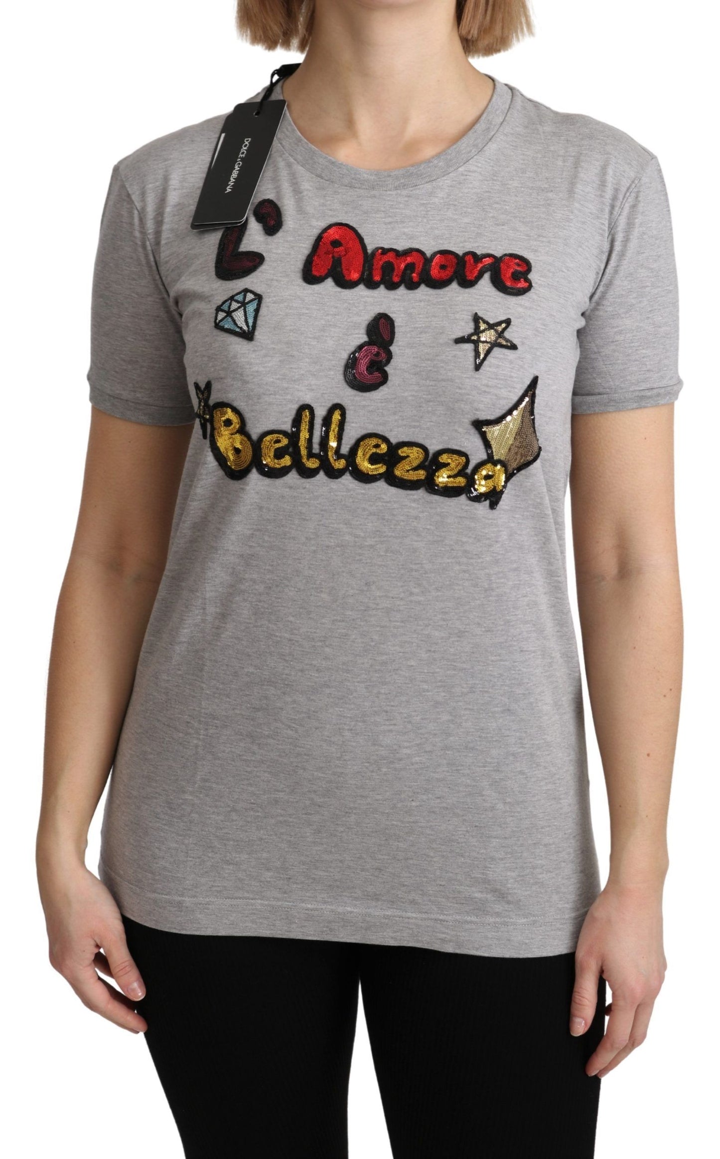 Sequined Motive Cotton Tee