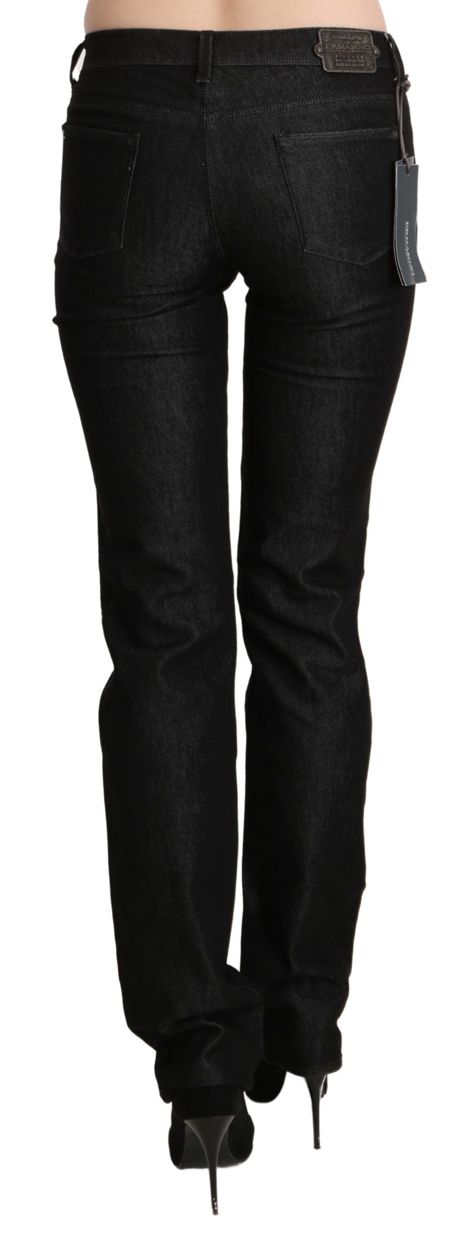 Chic Black Mid Waist Skinny Jeans