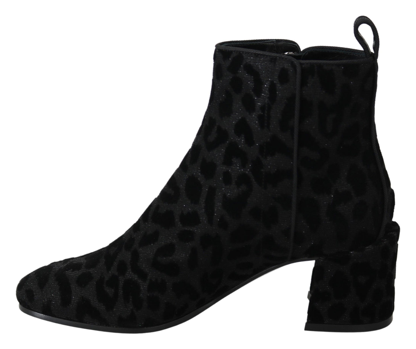 Elegant Black Leopard Print Short Boots