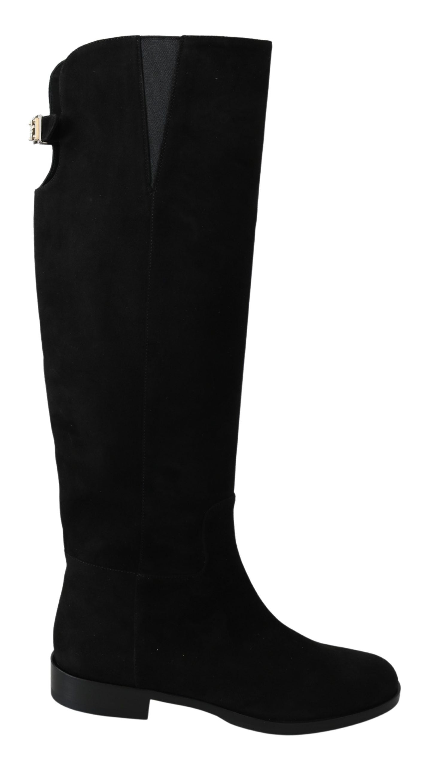 Elegant Black Suede Knee High Boots