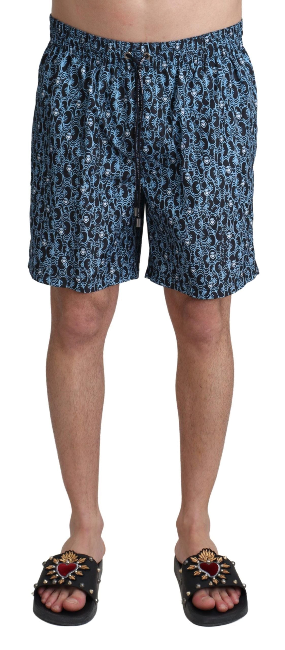 Chic Blue Drawstring Swim Trunks