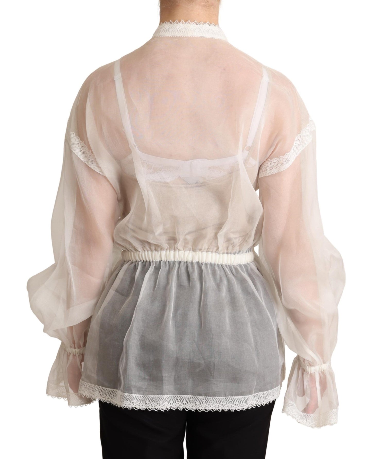 Elegant White Silk-Cotton Ascot Blouse