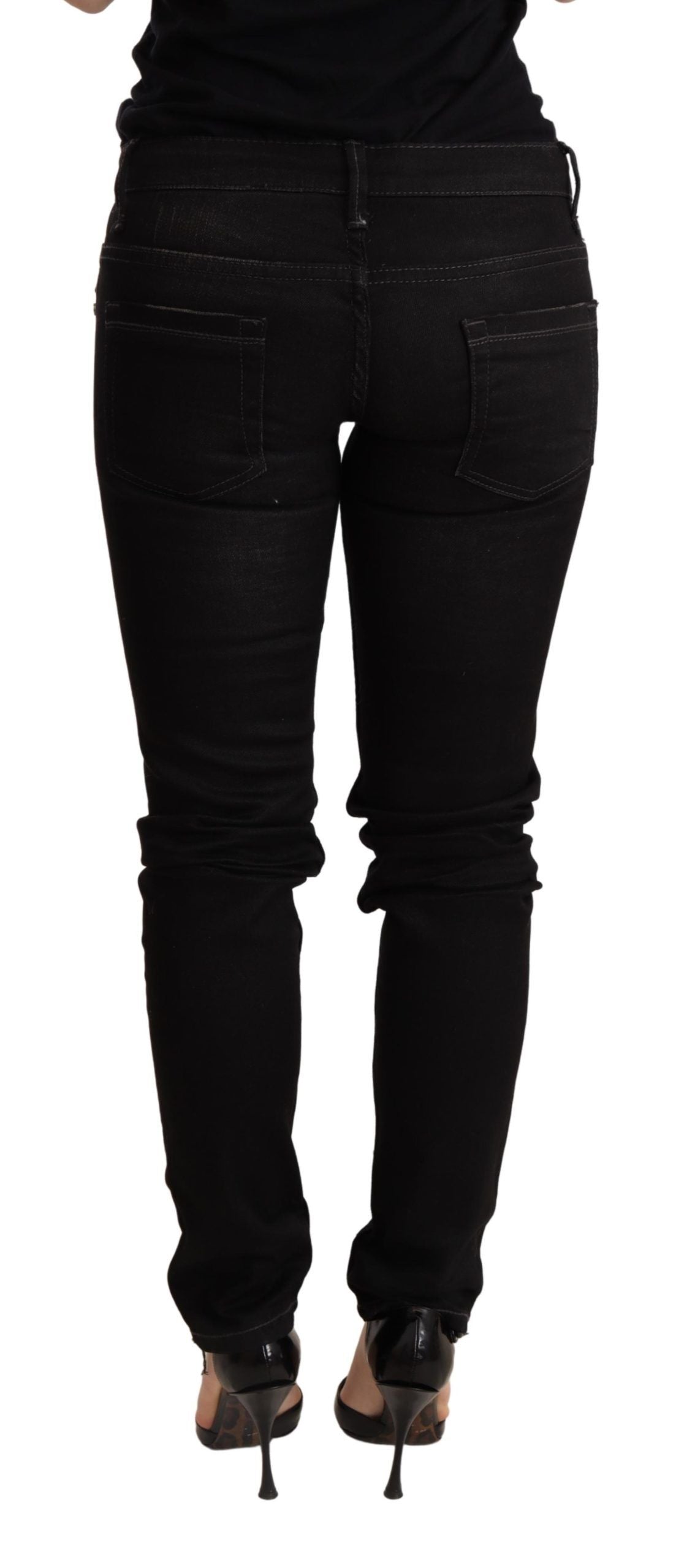 Chic Black Low Waist Skinny Denim