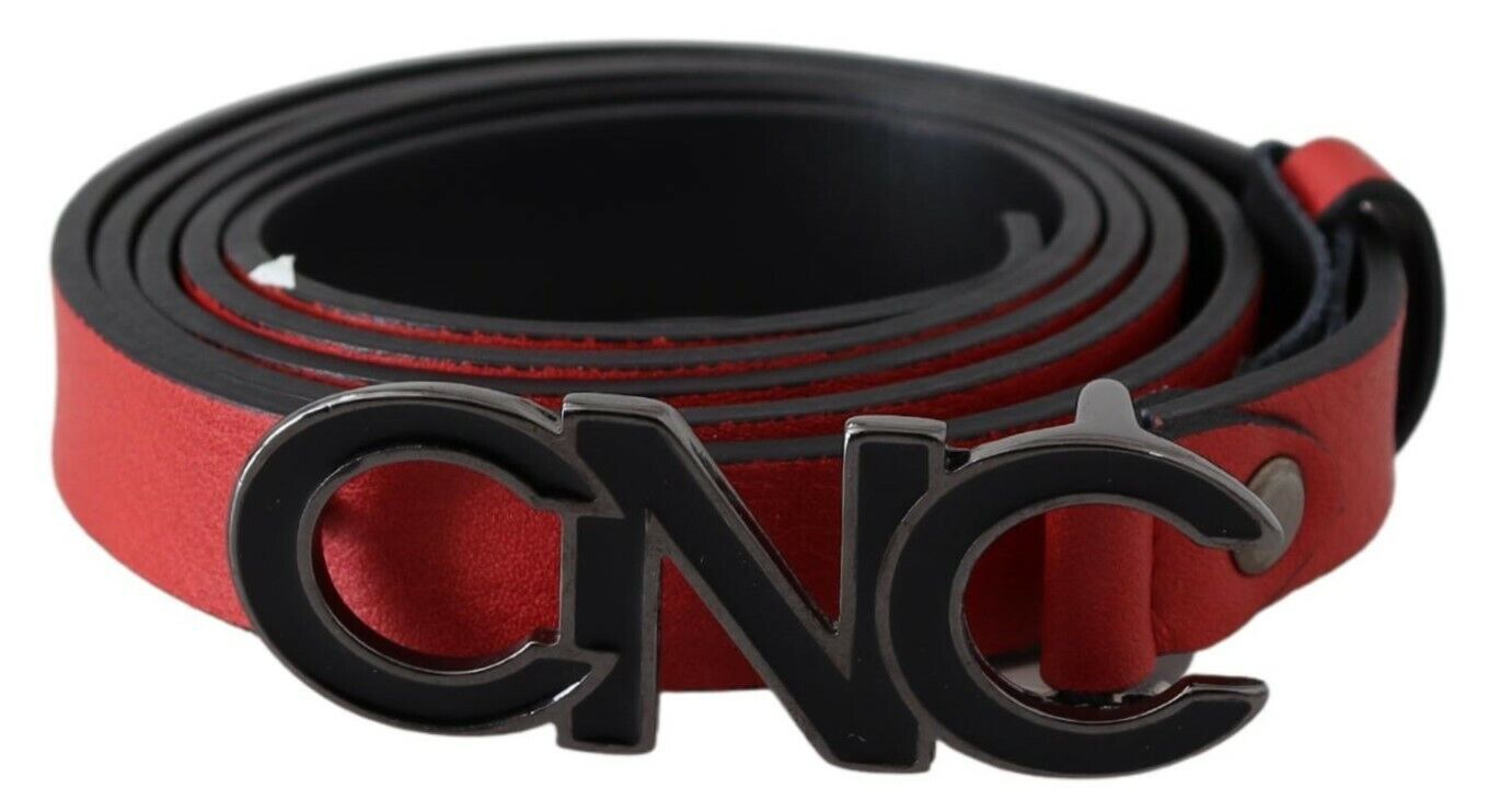 Elegant Red Leather Waist Belt