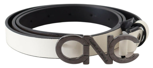 Metallic Gray Italian Leather Fashion Belt