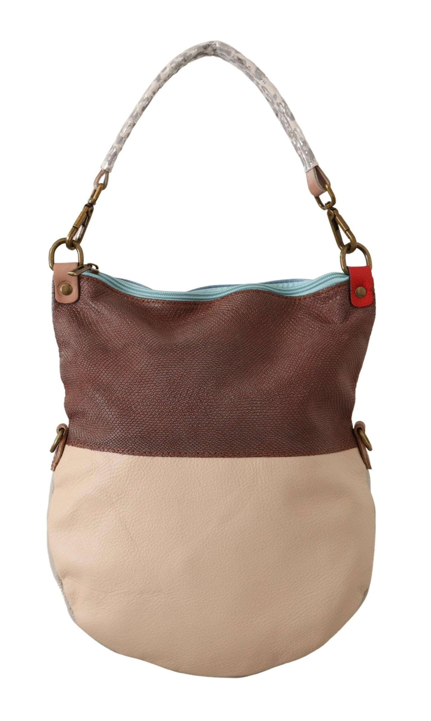 Chic Multicolor Leather Tote with Gold Accents