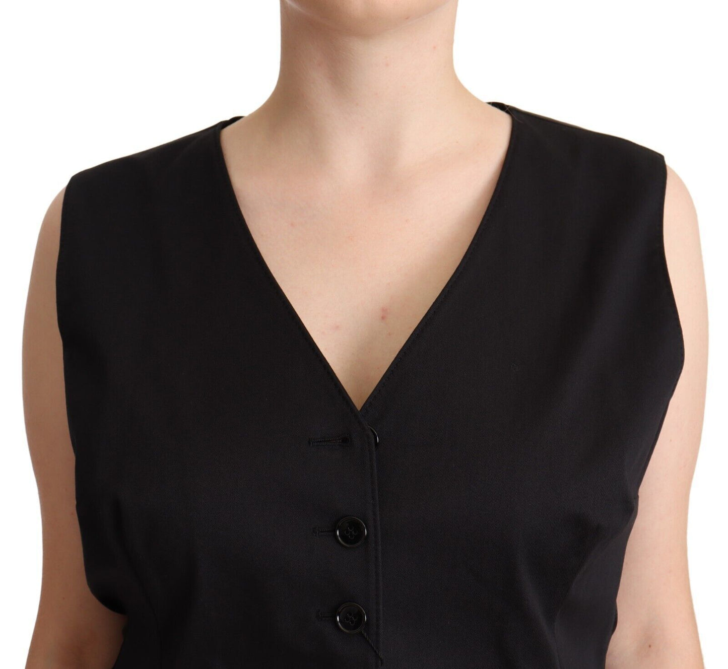 Chic Buttoned Black Waistcoat