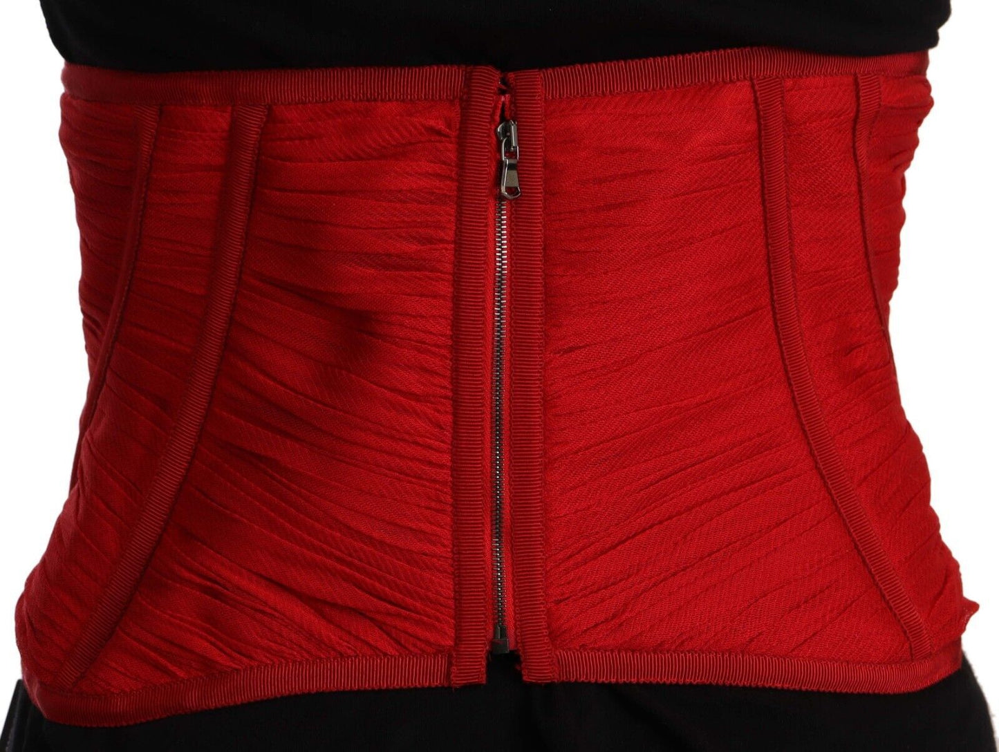 Elegant Red Silk Corset Belt Top