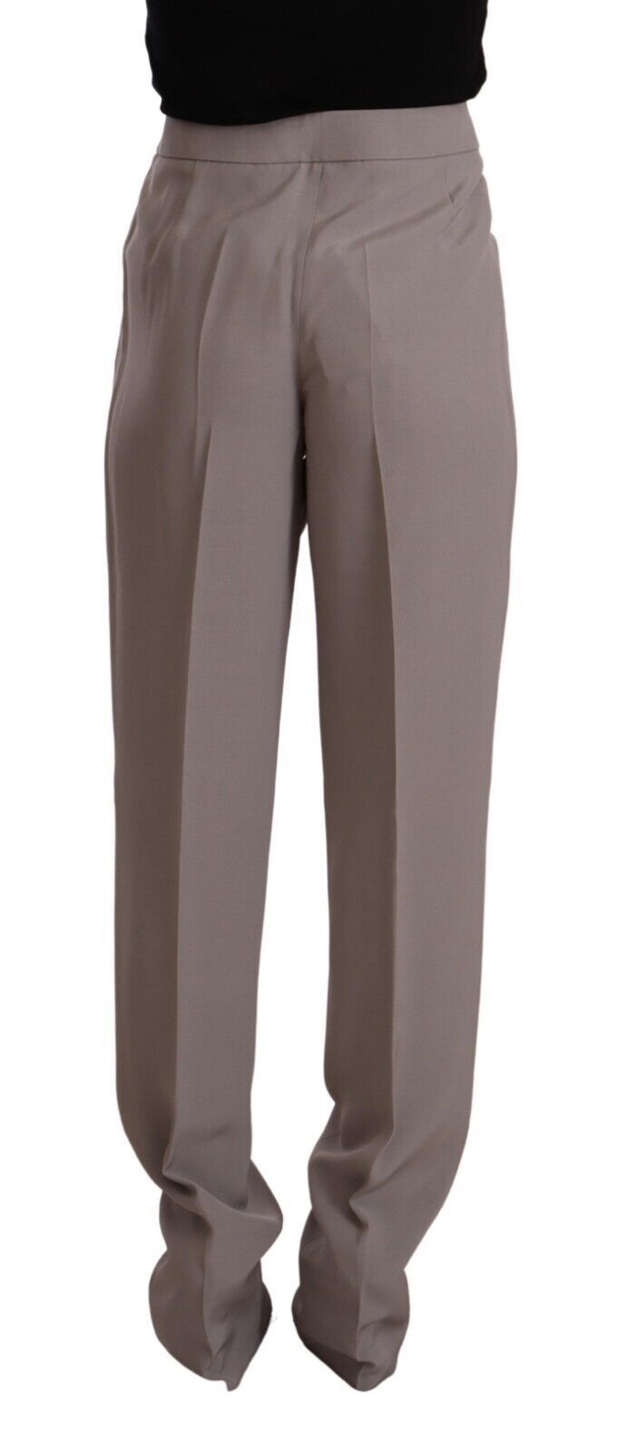 Elegant High Waist Silk Blend Trousers