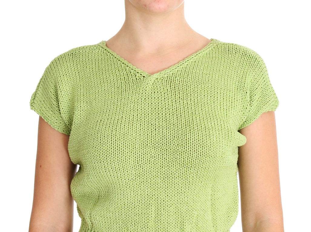 Elegant Green Knitted Sleeveless Vest Sweater