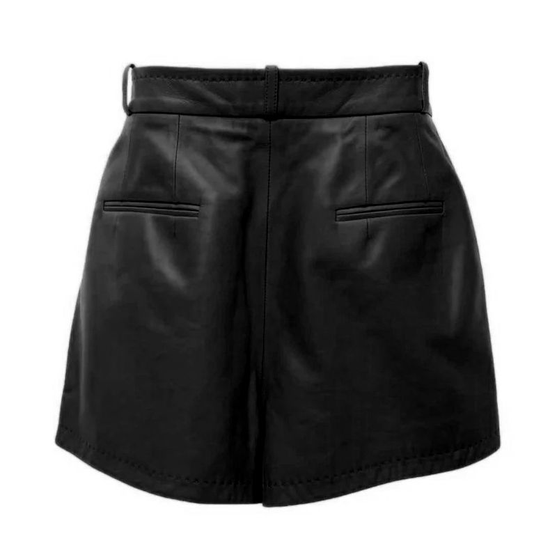 Black Lambskin Women Short