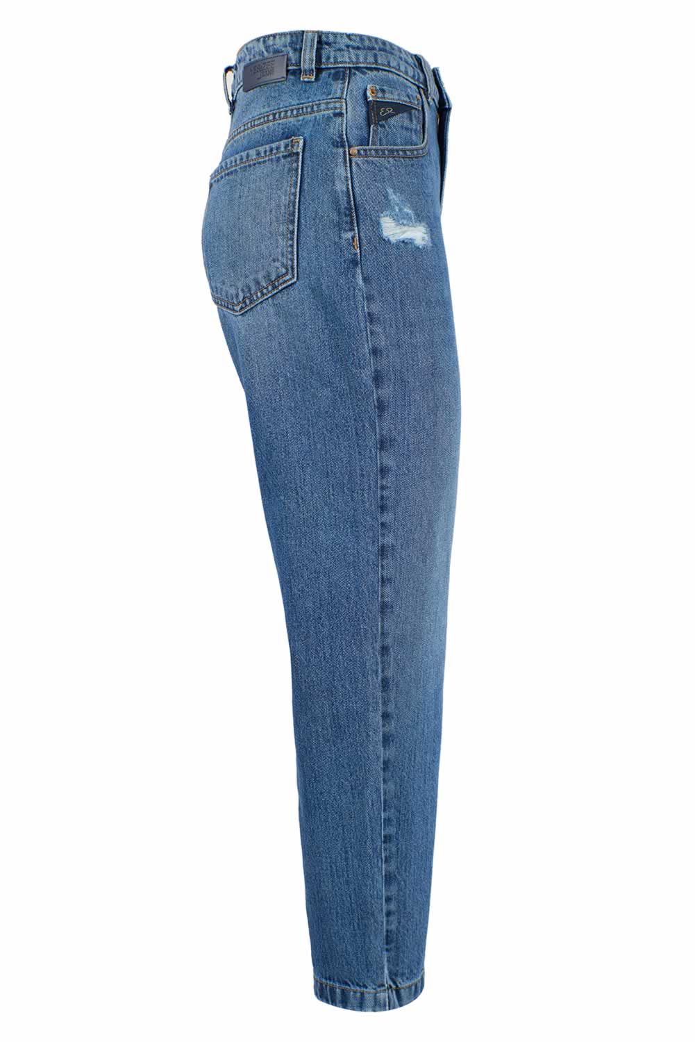 Blue Cotton Women's High-Waisted Jean