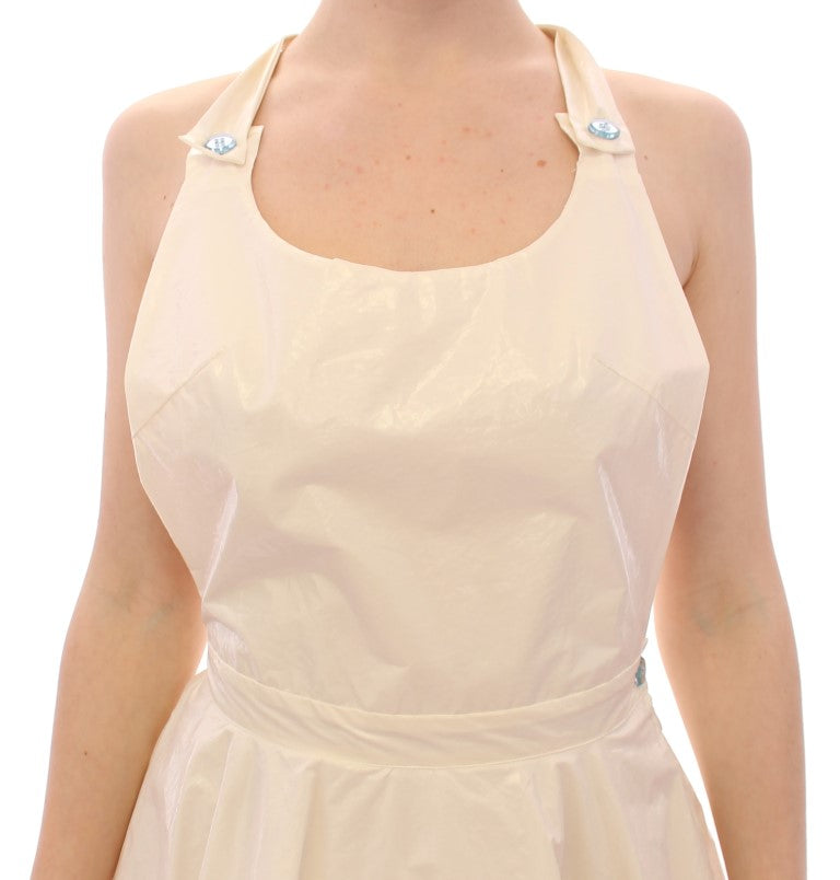 Elegant White Tea Halterneck Dress