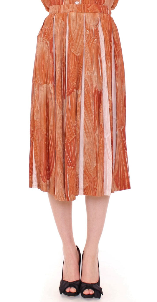 Orange Brown Below-Knee Chic Skirt