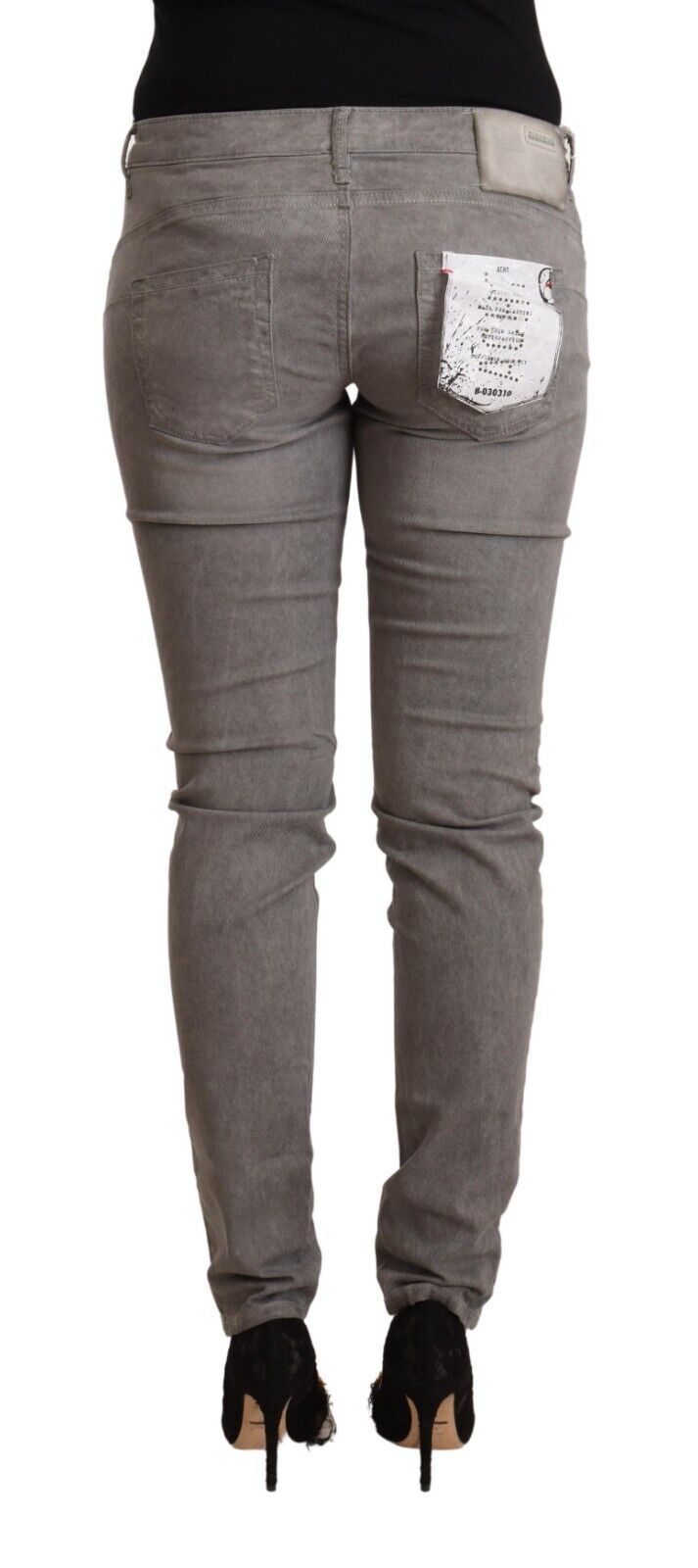 Chic Gray Low Waist Skinny Cotton Jeans