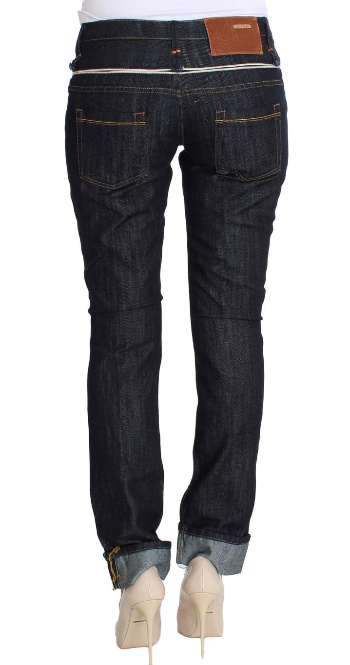 Elegant Straight Leg Dark Blue Jeans