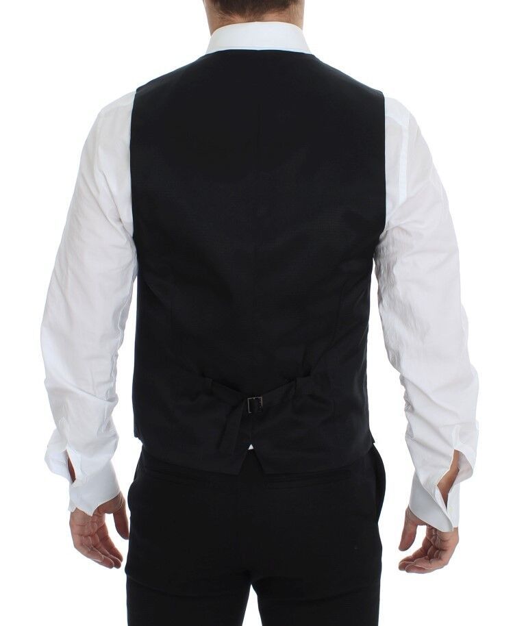 Elegant Gray Wool Formal Vest