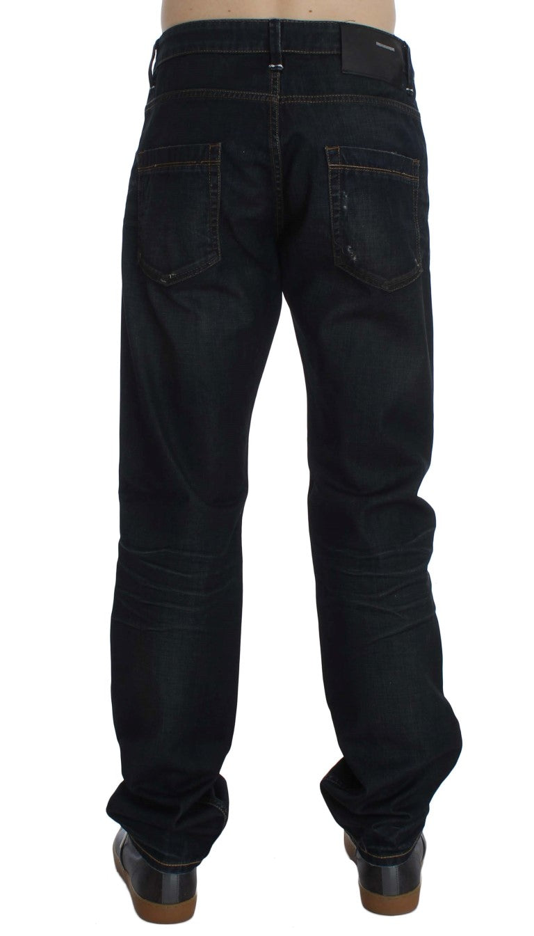 Elegant Straight Fit Dark Blue Jeans