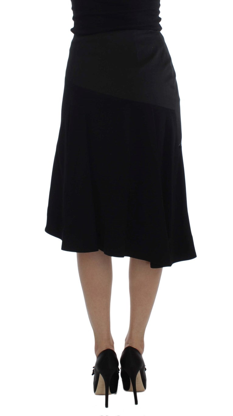 Chic Black and Blue Cotton Blend Skirt