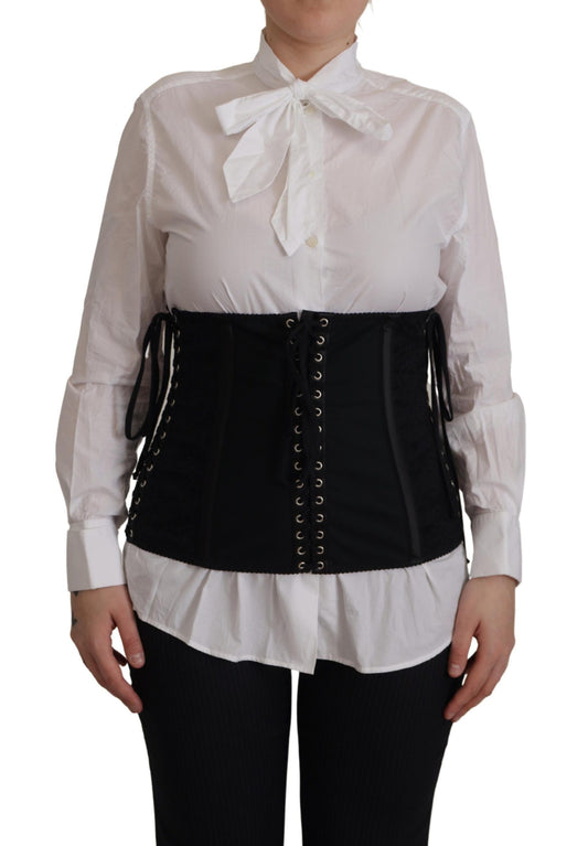 Elegant Black Corset Waist Strap Top