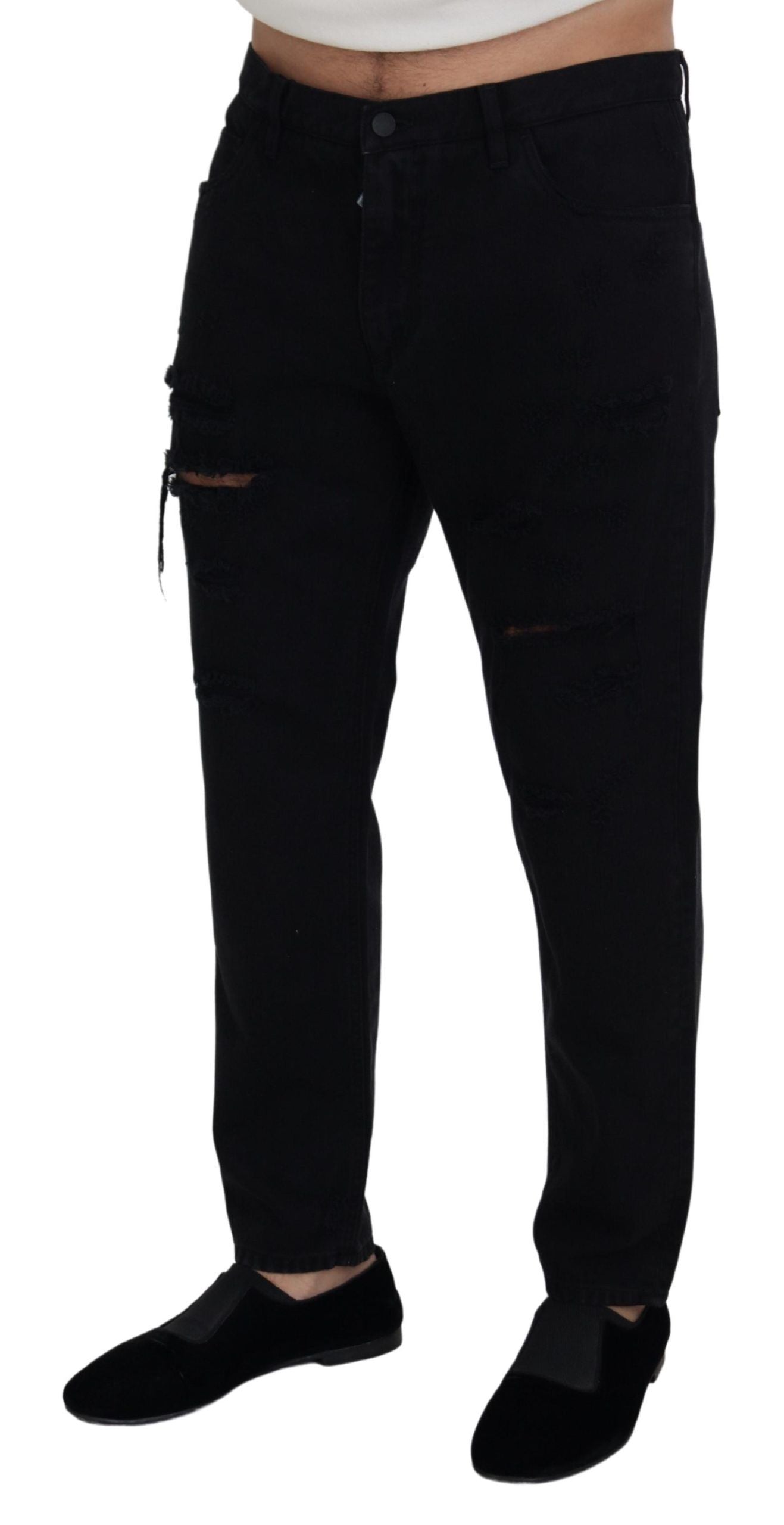 Elegant Black Loose Fit Italian Jeans