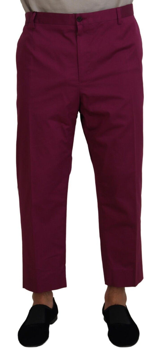 Elegant Magenta Cotton Stretch Pants