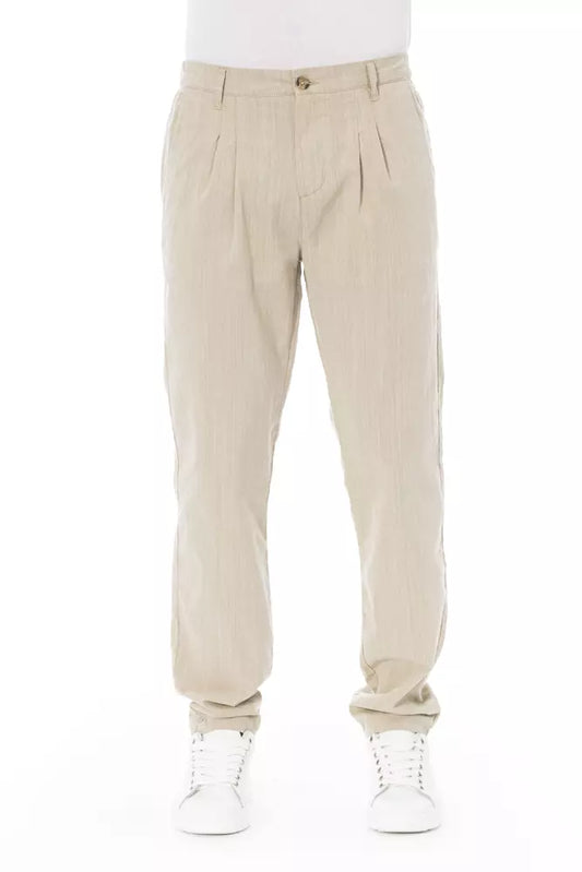 Beige Cotton Men Chino Pant