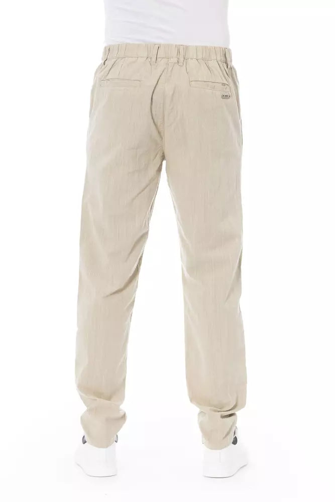 Beige Cotton Men Chino Pant