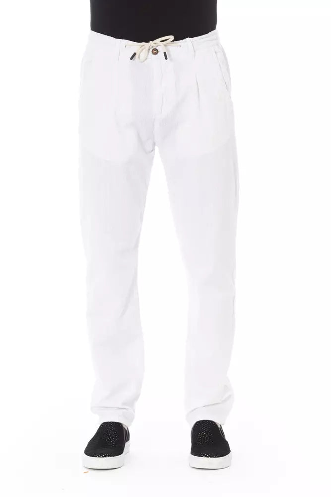 White Cotton Men Chino Trouser