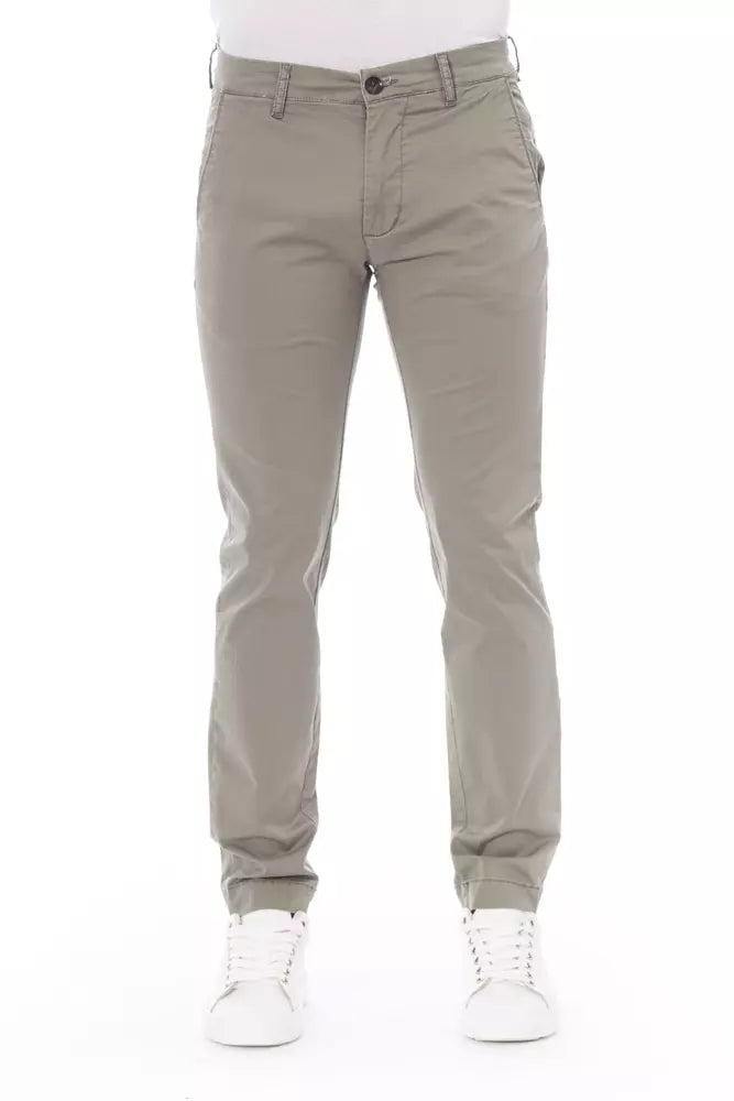 Beige Cotton Men Chino Pants