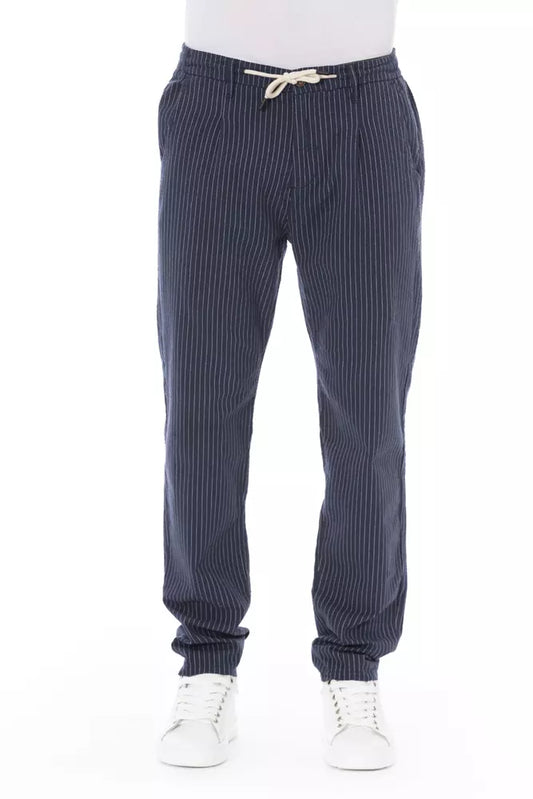 Blue Cotton Men Chino Trouser