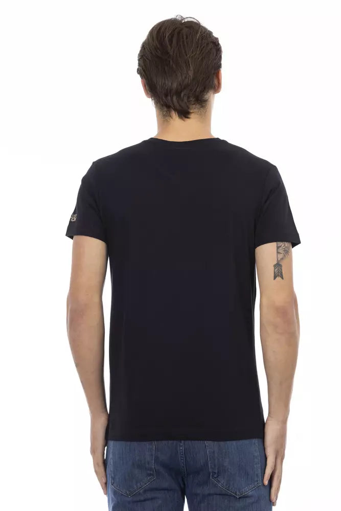 Black Cotton Men V-Neck T-Shirt