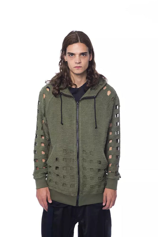 Army Cotton Men Sweater with Zip Closure