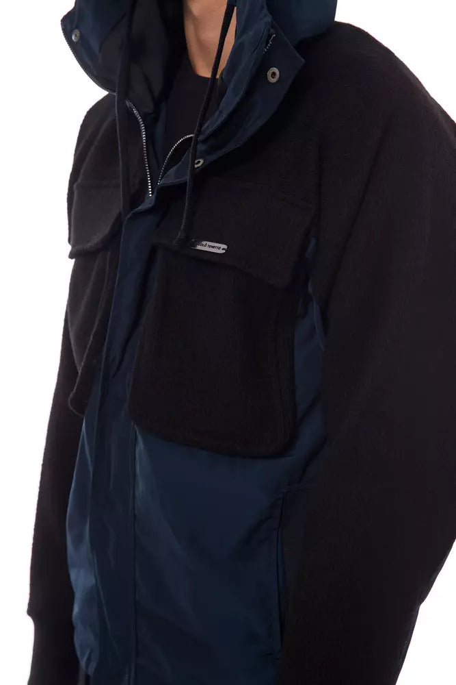 Black Wool Men's Jacket With Hood