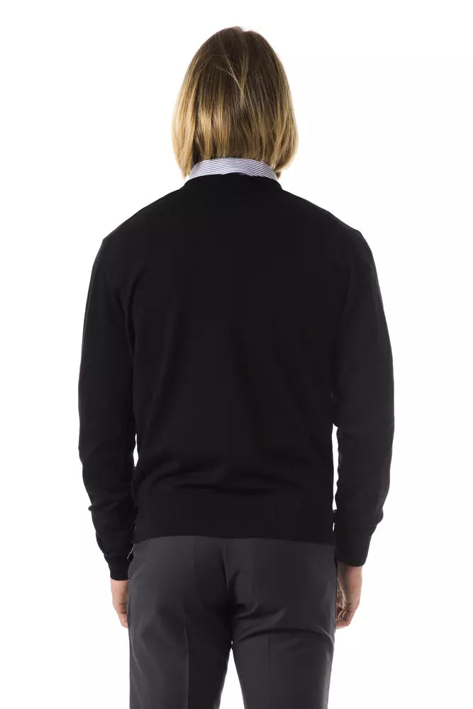 Black Merino Wool Men Sweater