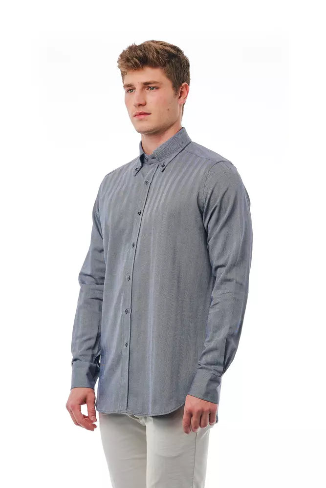 Blue Cotton Men Shirt