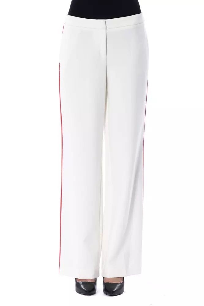 White Polyester Women's Pant