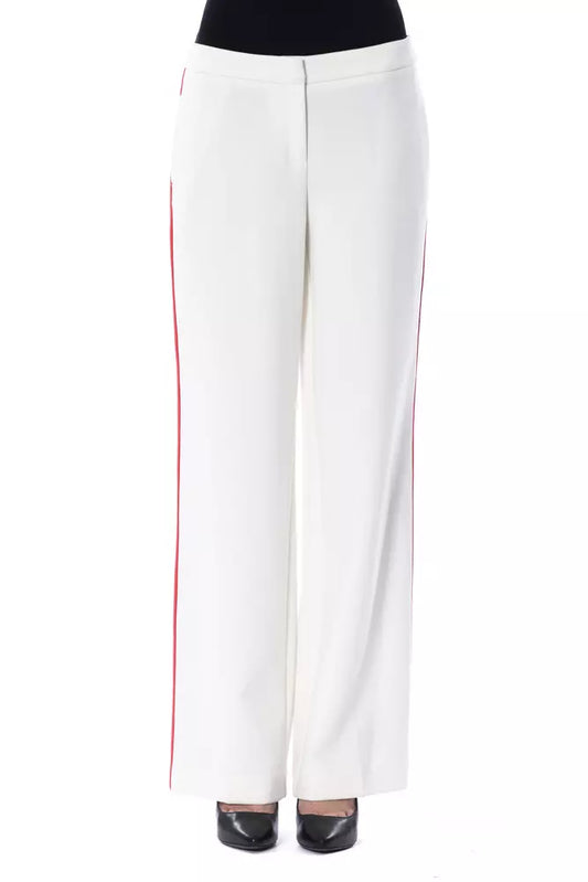 White Polyester Women's Pant