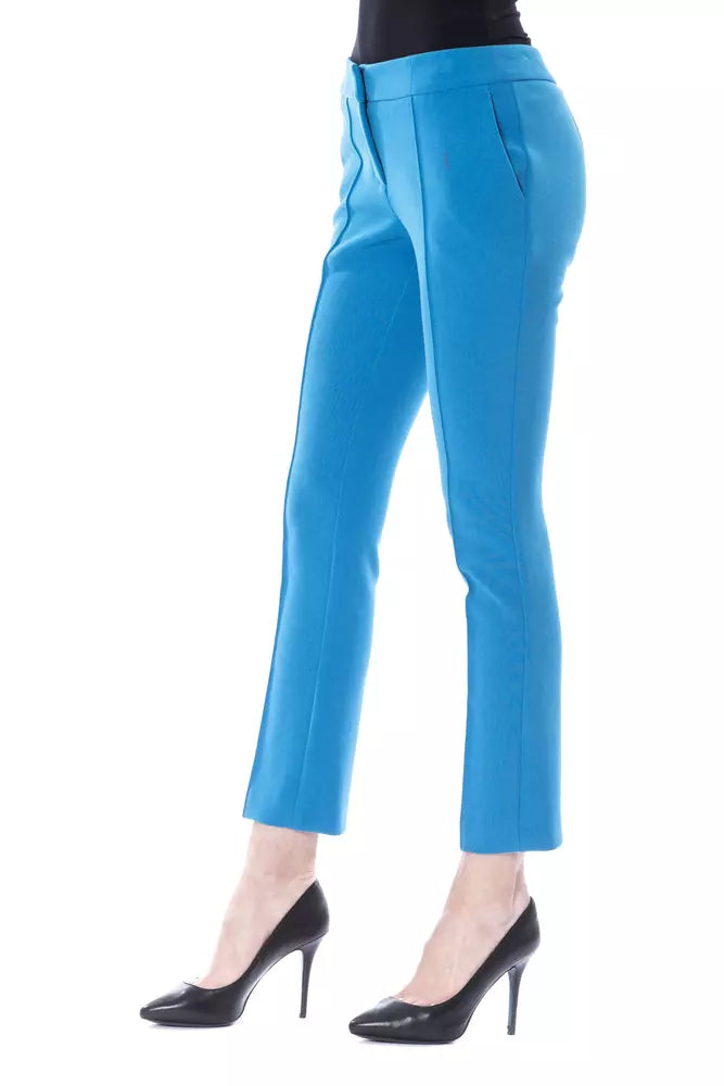 Light Blue Polyester Women Pant