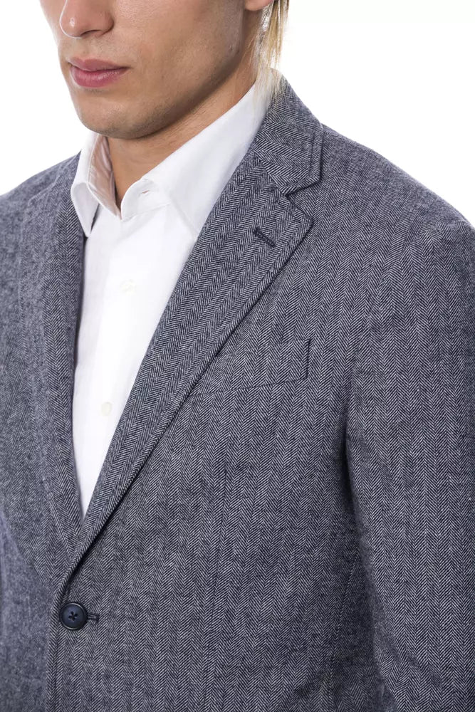 Blue Wool Men Blazer