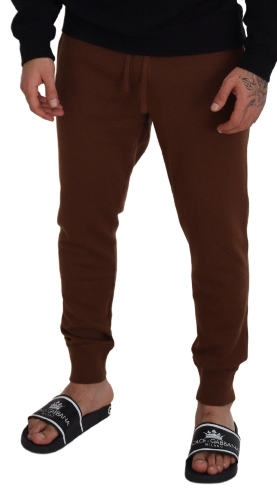 Elegant Brown Cashmere Jogger Pants