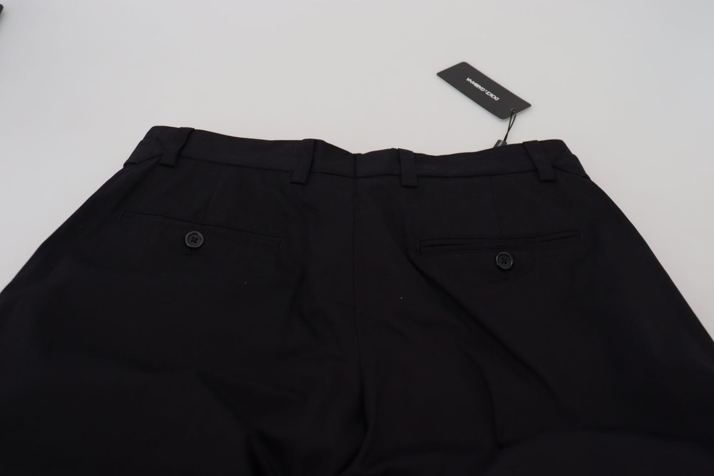 Sleek Black Italian Designer Pants with Side Buckle