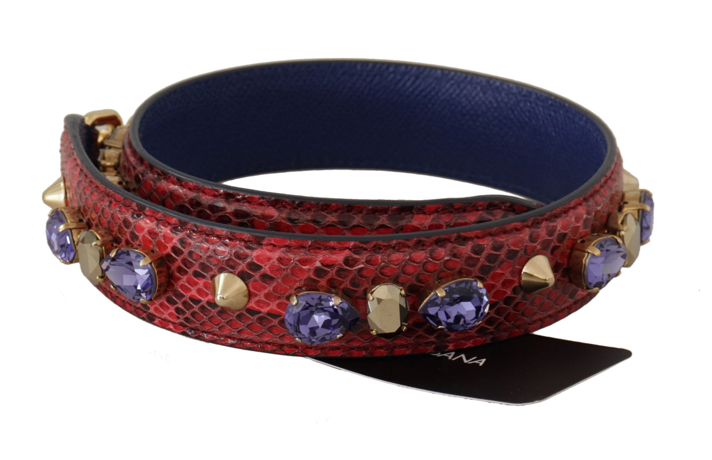 Elegant Red Python Leather Handbag Strap