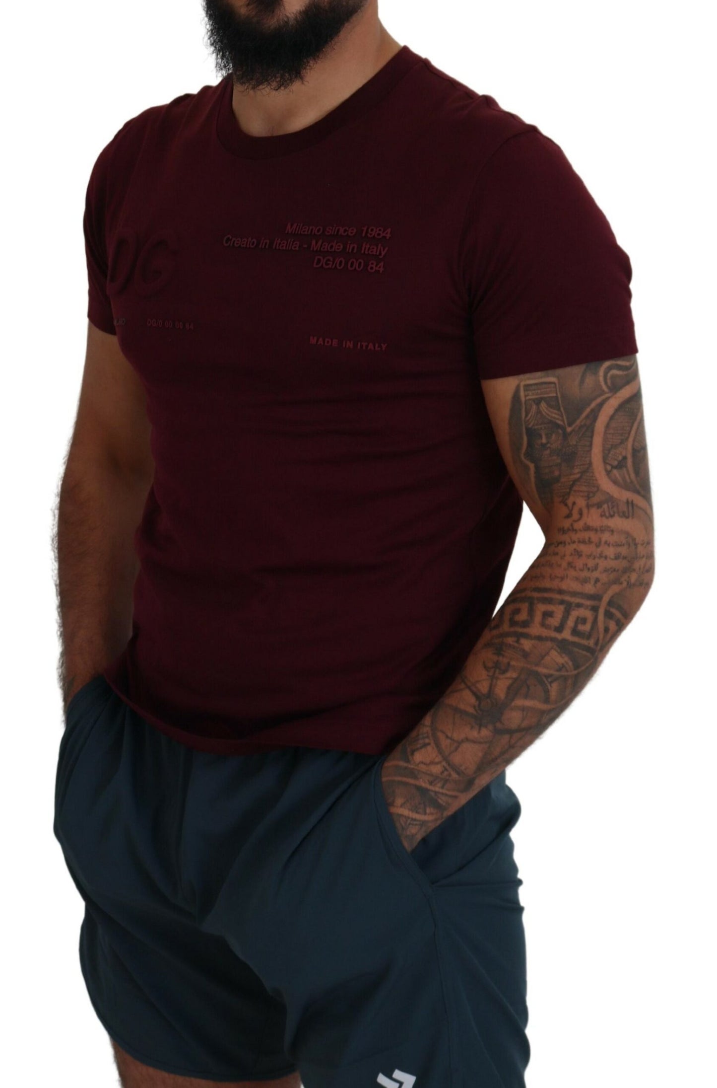 Elegant Maroon Crew Neck Casual Tee