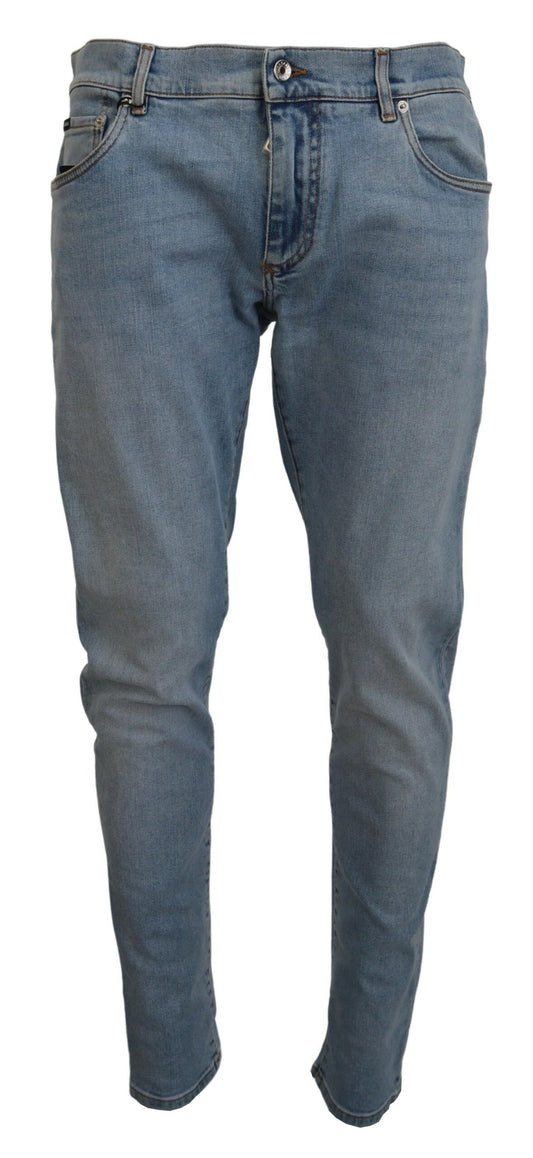 Elegant Slim Fit Light Blue Denim Pants