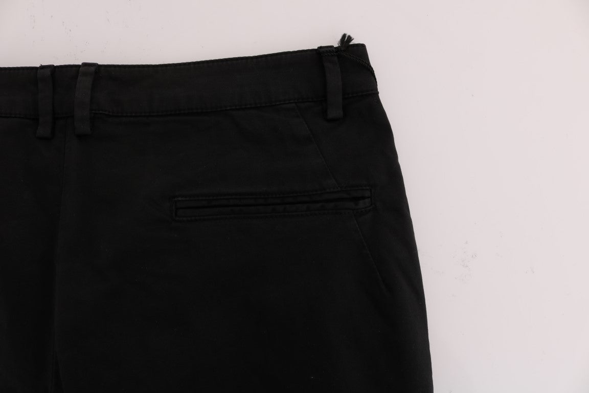 Chic Black Slim Fit Cotton Stretch Pants